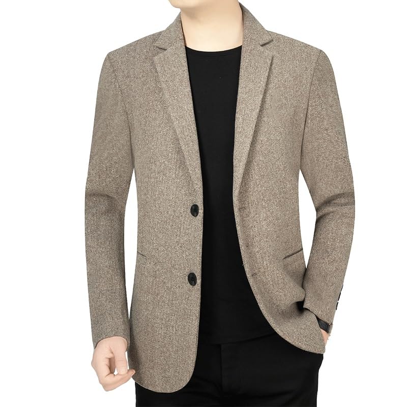 Mens Brown Blazers Casual Linen Sport Coat Lightweight Two Buttons Suit Jackets