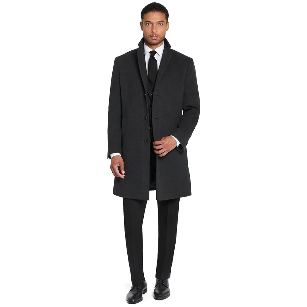 Kenneth Cole Men's Chesterfield Overcoat, Charcoal at Amazon