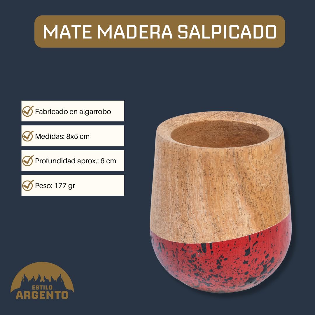 Mate Algarrobo Perita Salpicado Pintado Artesanal Argentino Yera Azucar (celeste)