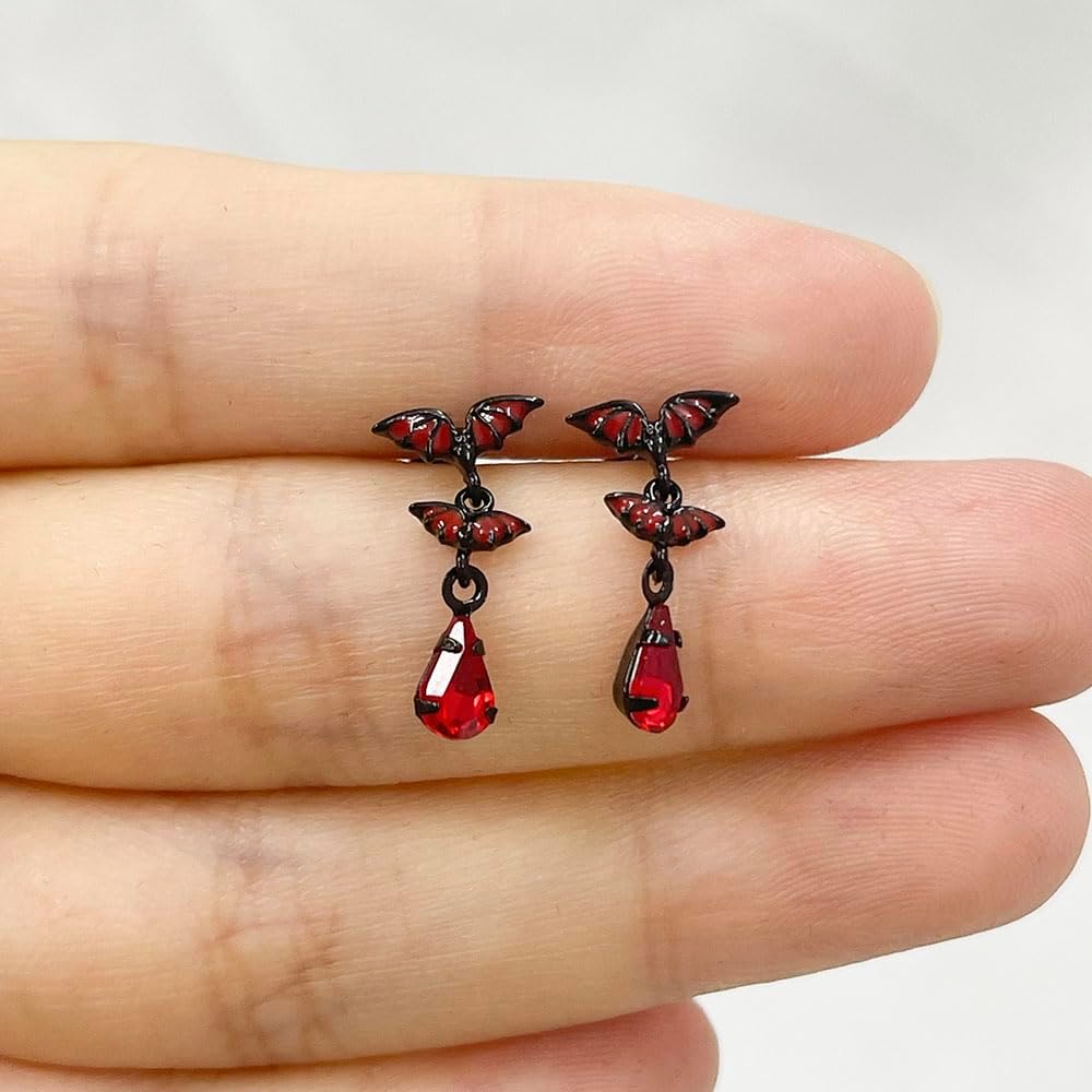 2Pcs L-Shaped Bat Dangle Nose Rings for Women Hypoallergenic Stainless Steel Nose Studs 20G Dangling Nostril Nose Piercing Jewelry