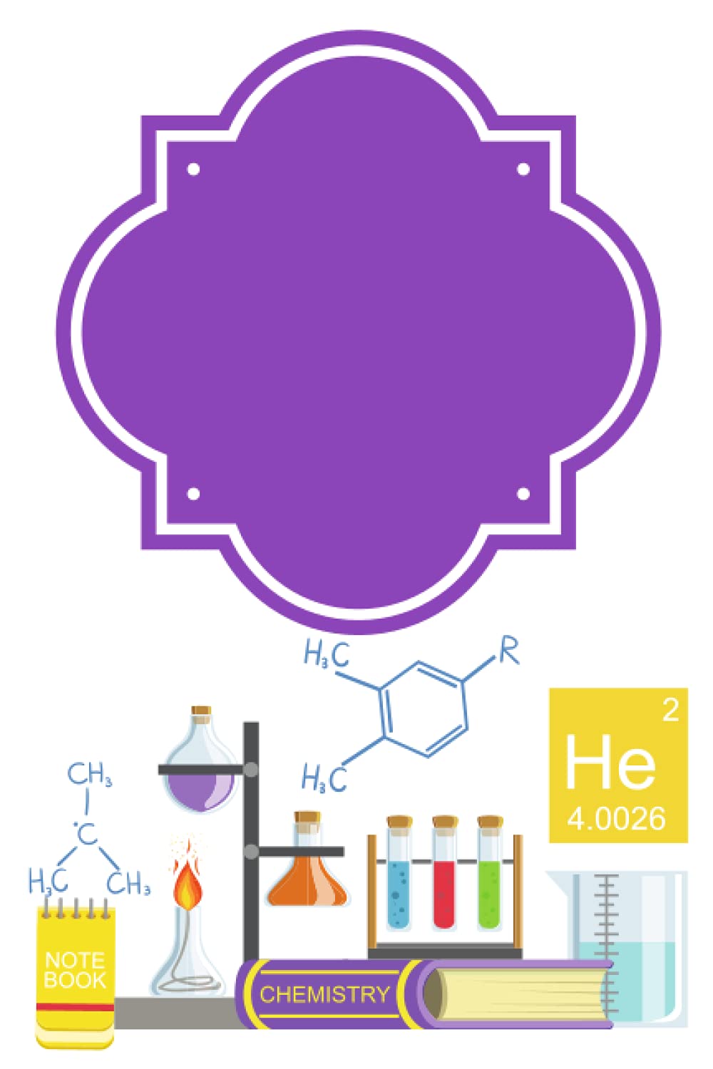 'Chemistry' Design Blank Exercise Book - Name Tag Front Cover - Lined Lesson Pages, 120 Pages - Learning Educational Resource Materials