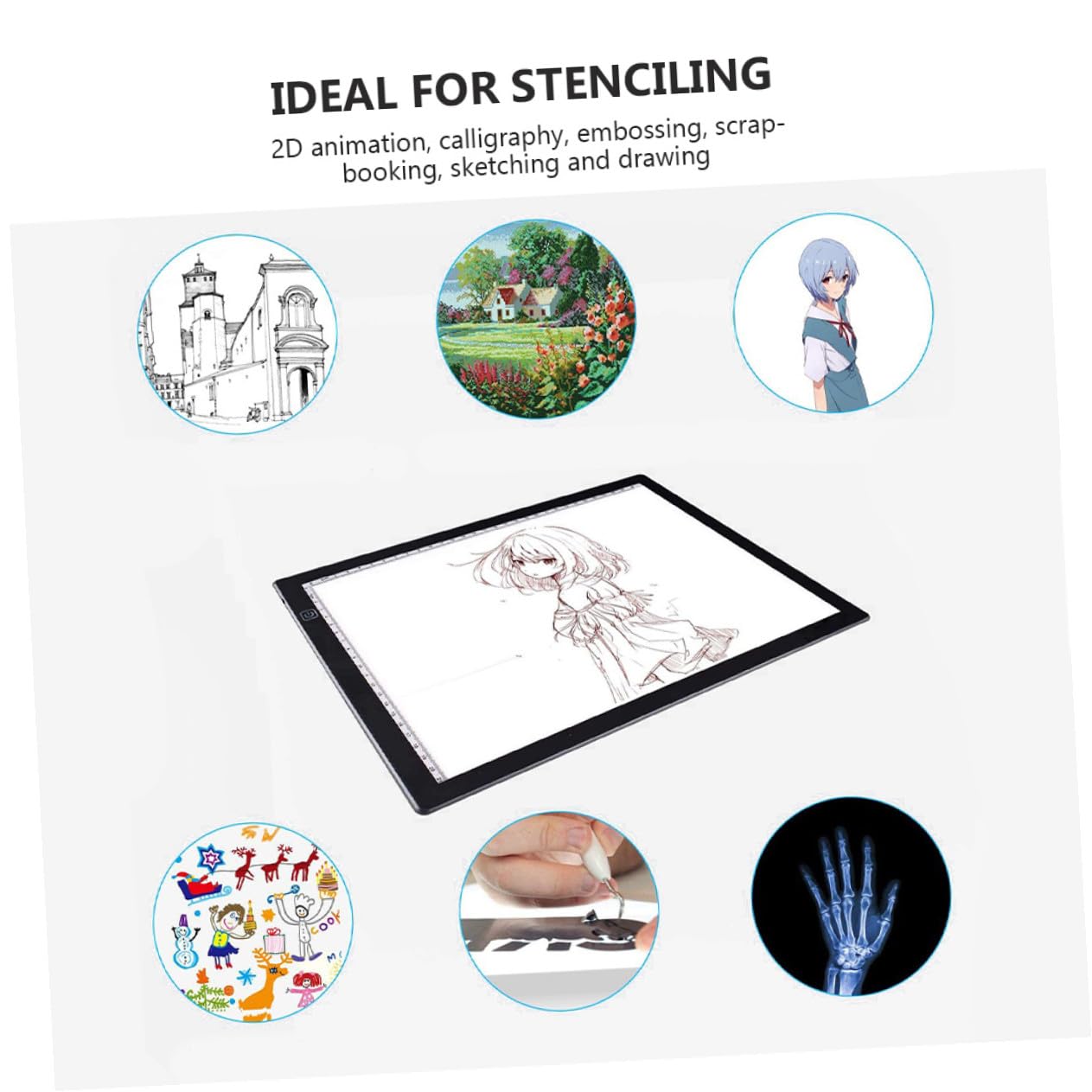 STOBAZA Table Lumineuse A4 à LED pour Dessin avec Surface Acrylique Mate, Positionnement Précis, Câble USB et 2 Aimants, pour Calligraphie et Traçage Artistique