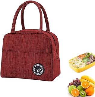 Youkii Sac Isotherme Repas,Lunch Bag Portable, Sac à Lunch Sac Thermique pour Enfants Femmes (1 Pcs-Vin Rouge (Style 2))