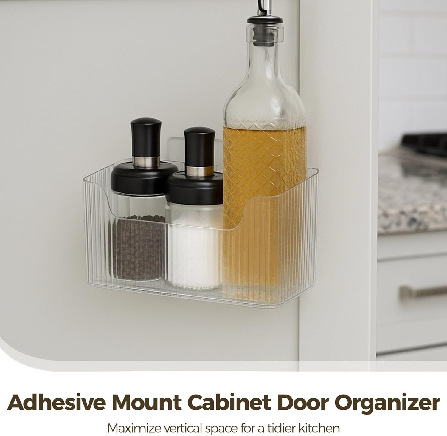 4 Pcs Plastic Wall Mount Organizer Bins - Self Adhesive Inside Cabinet Door Storage for Cosmetics Toiletries, Wall Organization Containers for Kitchen Bathroom Office, 7.9 x 3.5 x 5.7 in - Image 2