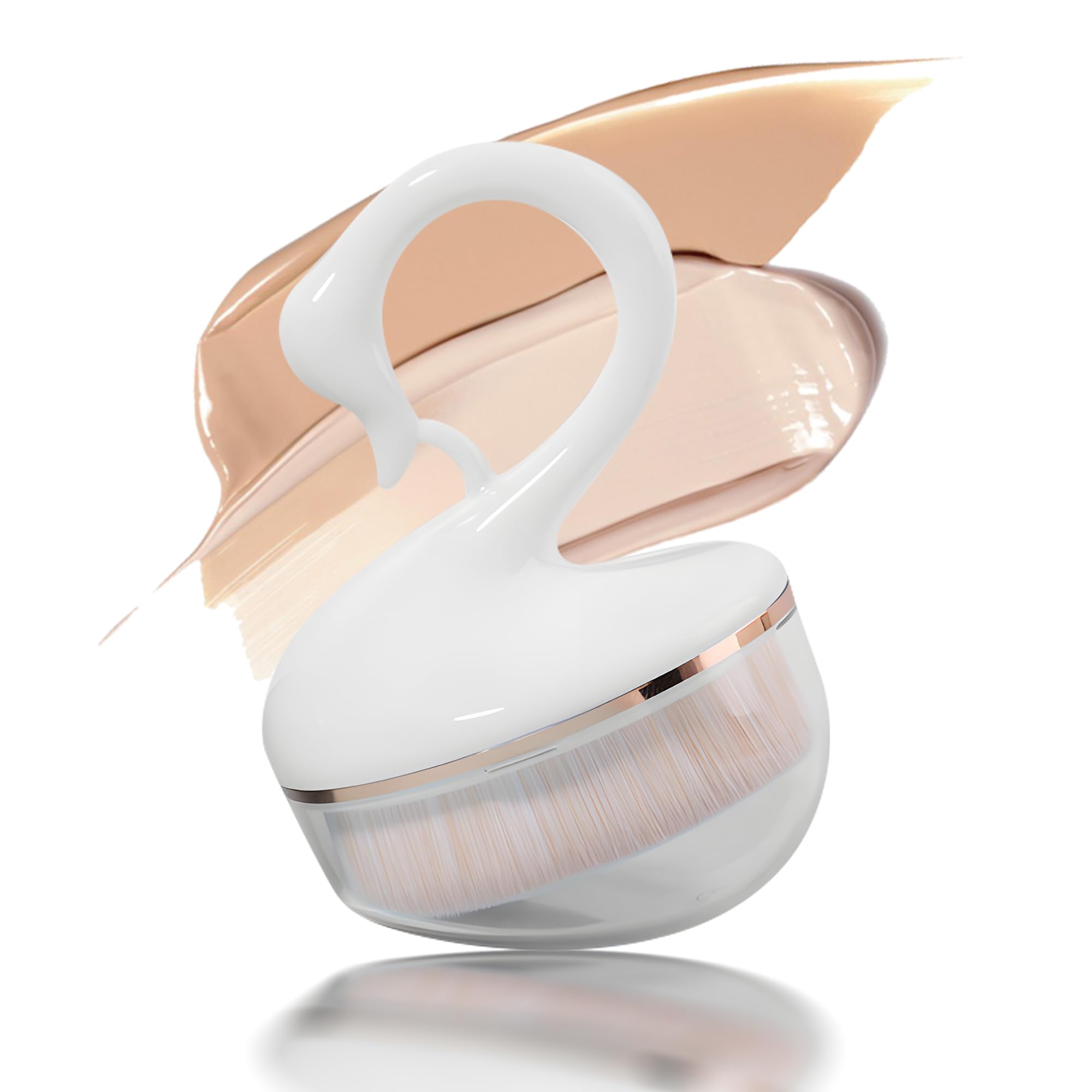 Sonnorel Set di 1 pennelli di base pennelli per il trucco pennelli per il viso flat top scanalature progettate per mescolare liquidi, crema, correttore Premium blush Brush (White Swan)