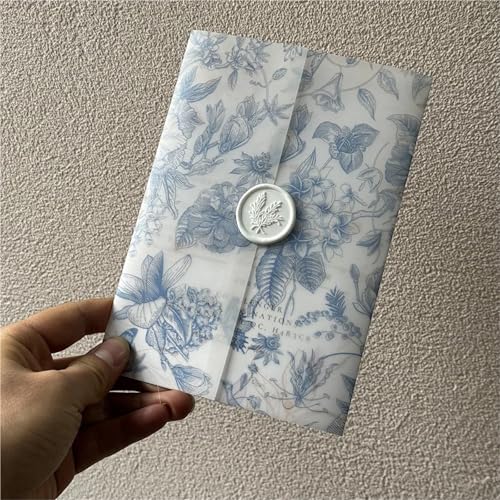 Papier vélin de mariage bleu-vert 5x7 aux finitions premium - 2