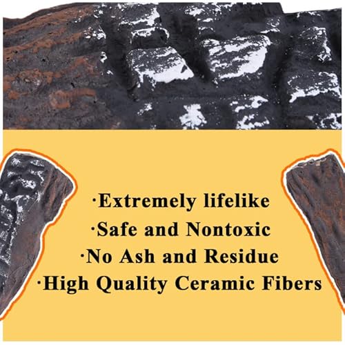 Gassaf Large Gas Fireplace Logs, 10 Piece Ceramic Fire Logs For Fire Pit And Fireplace, Ventless, Vented, Gas Inserts, Electric, Realistic Fake Fireplace Logs #TOP3