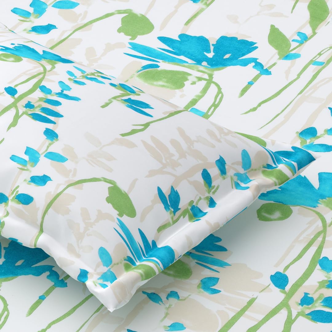 Pure Cotton Single Bed Sheet - 60 x 90 Inches, 240 TC Bedsheet for Single Bed Cotton with 1 Pillow Cover, Soft and Breathable for Comfortable Sleep(Ocean Flora)-picture-10