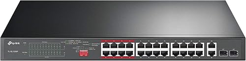 Vista 14 de TP-Link TL-SL1218MP 16 puertos 10/100Mbps Fast Ethernet PoE Switch 16 puertos PoE+ @250W, con 2 puertos Gigabit de enlace ascendente + 2 ranuras SFP
