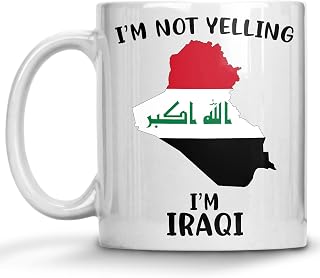 Funny Iraq Pride Coffee Mugs, I'm Not Yelling I'm Iraqi Mug, Gift Idea for Iraqi Men and Women Featuring the Country Map and Flag, Proud Patriot Souvenirs and Gifts
