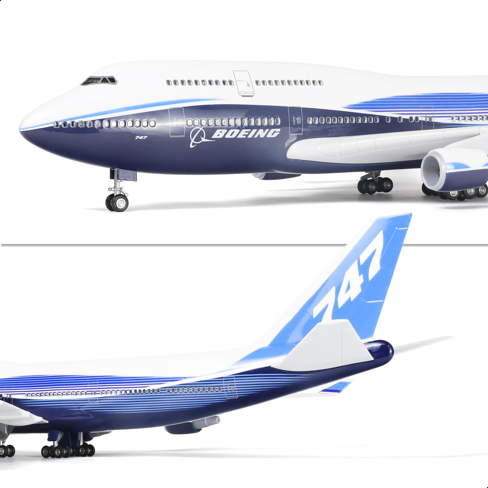 747 Prototipo 1/160 modelo de avión grande -17 pulgadas (largo) Boeing 747 El modelo de avión -Cast para modelo adulto 747 con soporte para entusiastas de la aviación Regalos o Displaydek