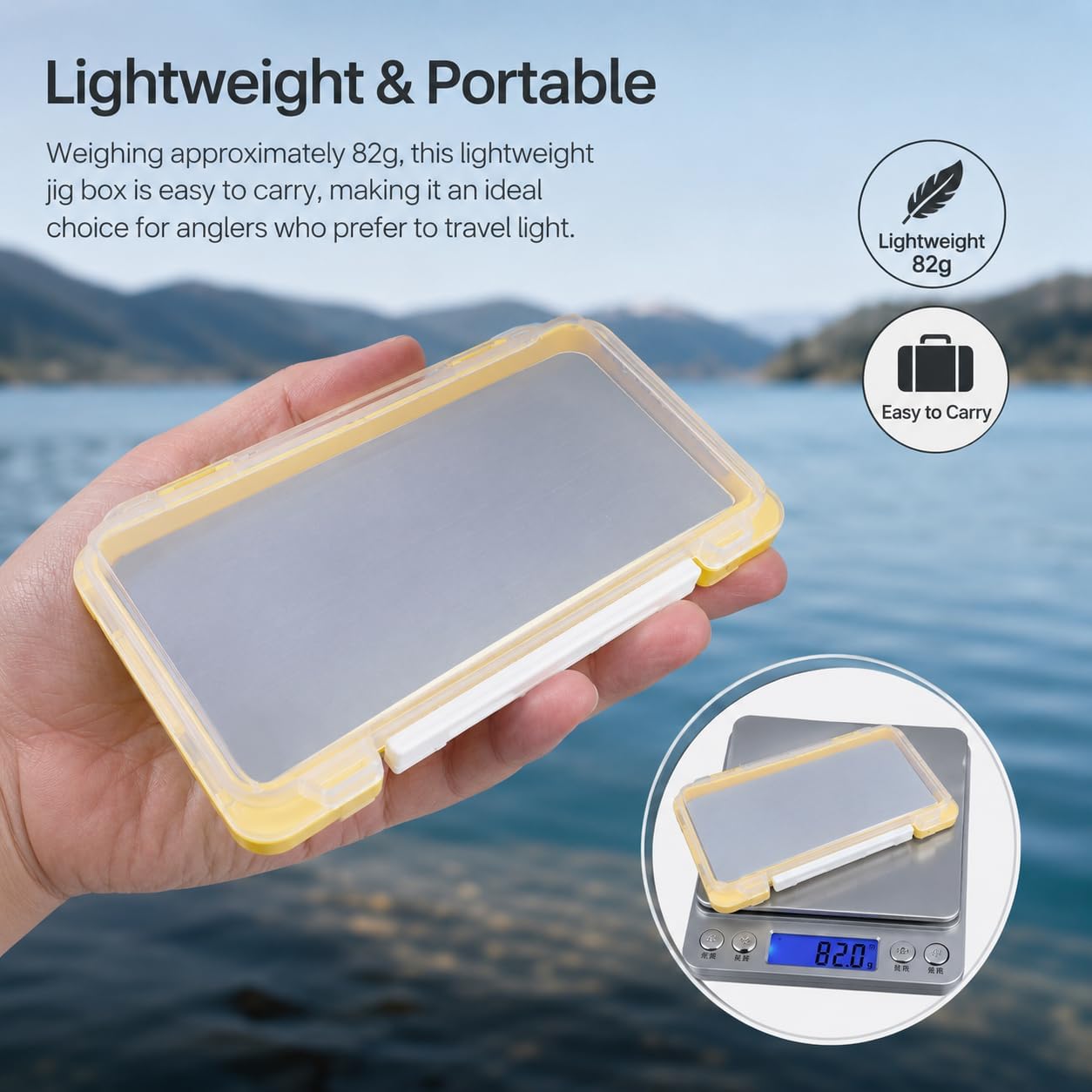Waterproof Fishing Jig Box with Foam Insert, Plastic, Yellow image 2