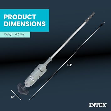 INTEX Rechargeable Handheld Pool Vacuum Cleaner with 94 Telescoping Pole, 2 Brush Heads, Shaft Adapter for PureSpas & Pools