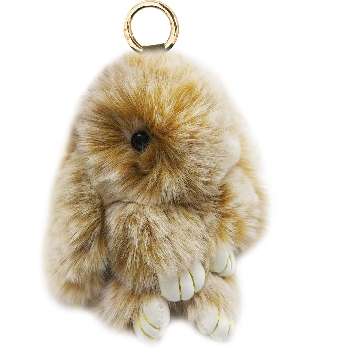 Bunny Keychain Soft Fluffy Rabbit Keychain 7in Handmade Cute Colorful Rabbit Fur Pom Pom Key Rings for Women