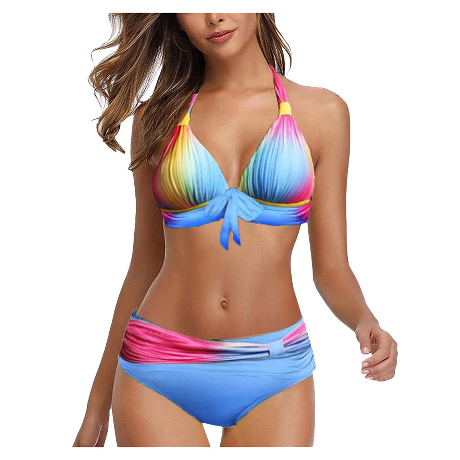 Bikini Sets for Women UK Triangle String Halter Sexy Thong Halter Neck Bikinis Sets with Shorts Two Pieces Ladies Bathing Suits Elegant Beachwear for Beach and Pool