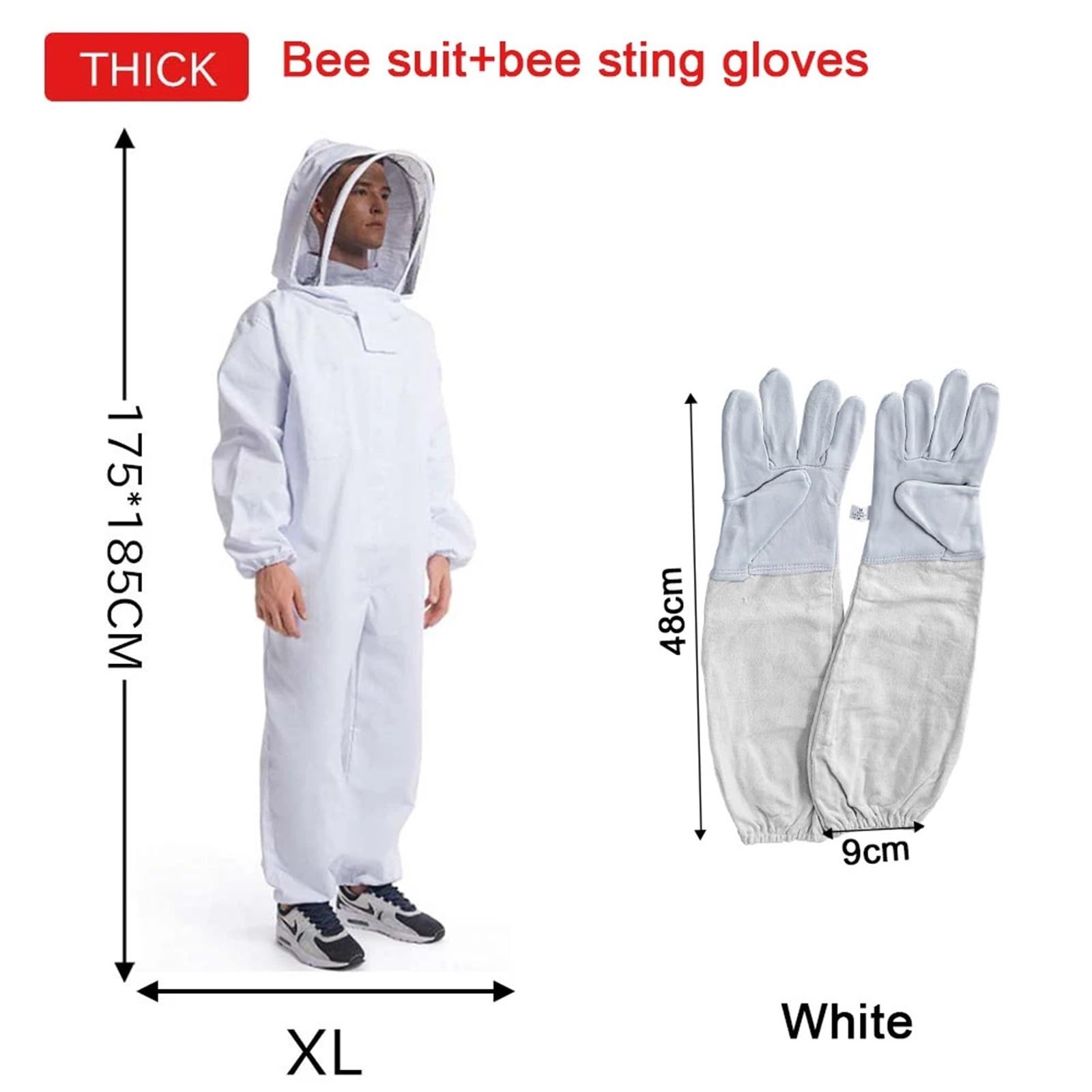 Odzież pszczelarska, Kombinezon pszczelarski na całe ciało z welonem ochronnym i rękawiczkami. Rozmiary L-XL-XXL(XXL with gloves)
