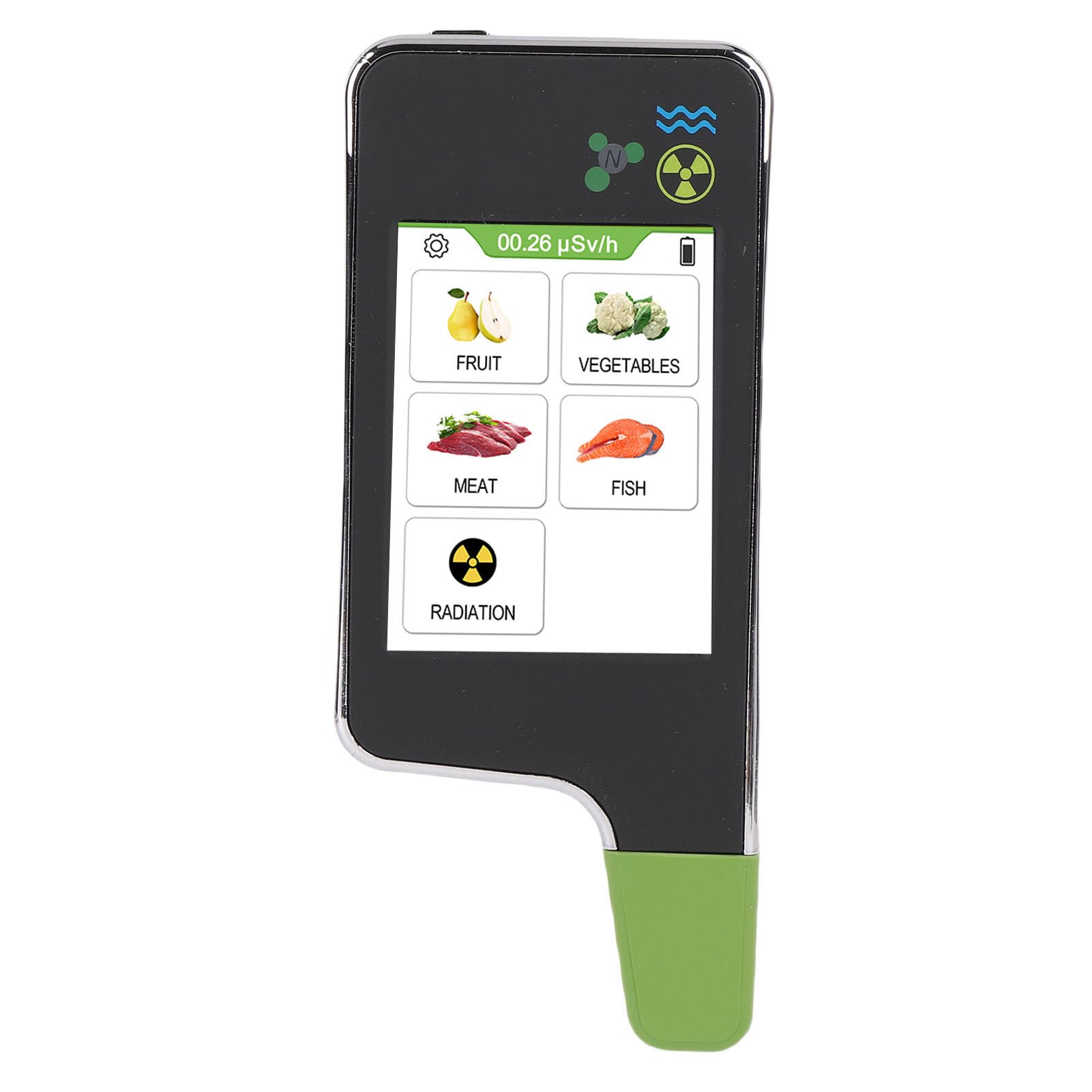 Tester di Nitrato Portatile, Rilevatore di Radiazioni Alimentari 0-9999mg/kg di Precisione 90% per Frutta e Verdura (Black)