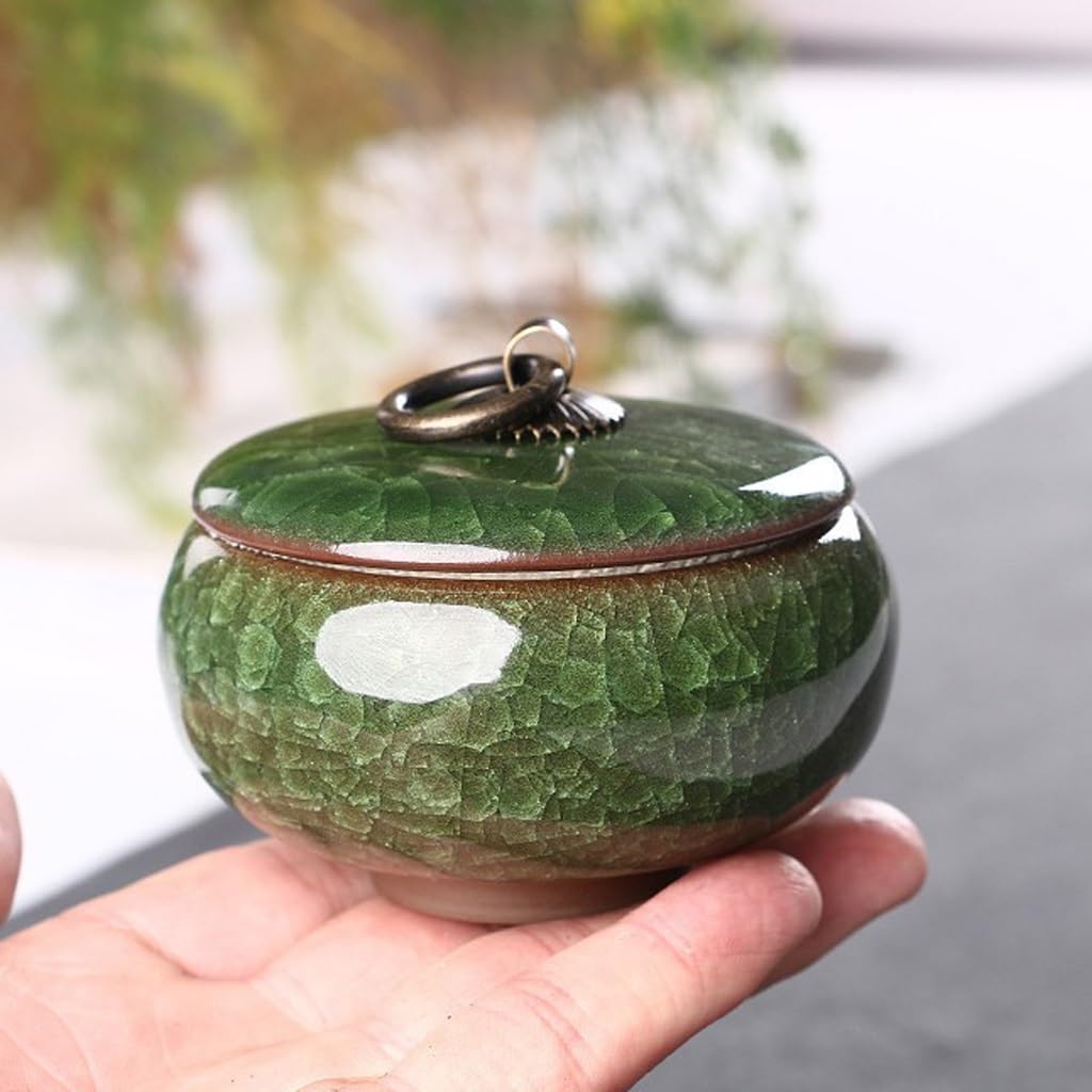 Juego De Té Lata de té con glaseado de Grietas de Hielo, Lata de té de Arena púrpura de cerámica, Mini Lata de Almacenamiento de té, Lata de té a Prueba de Humedad Tarro para Guardar Té(B)