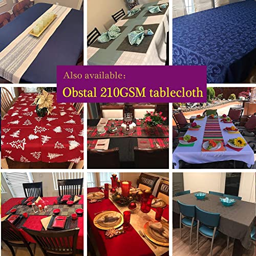Image of Obstal 210GSM Rectangle Table Cloth, Ivory, 60 x 102 Inch | Heavy Duty Water Proof Microfiber Tablecloth, Decorative Fabric Table Cover for Outdoor and Indoor Use