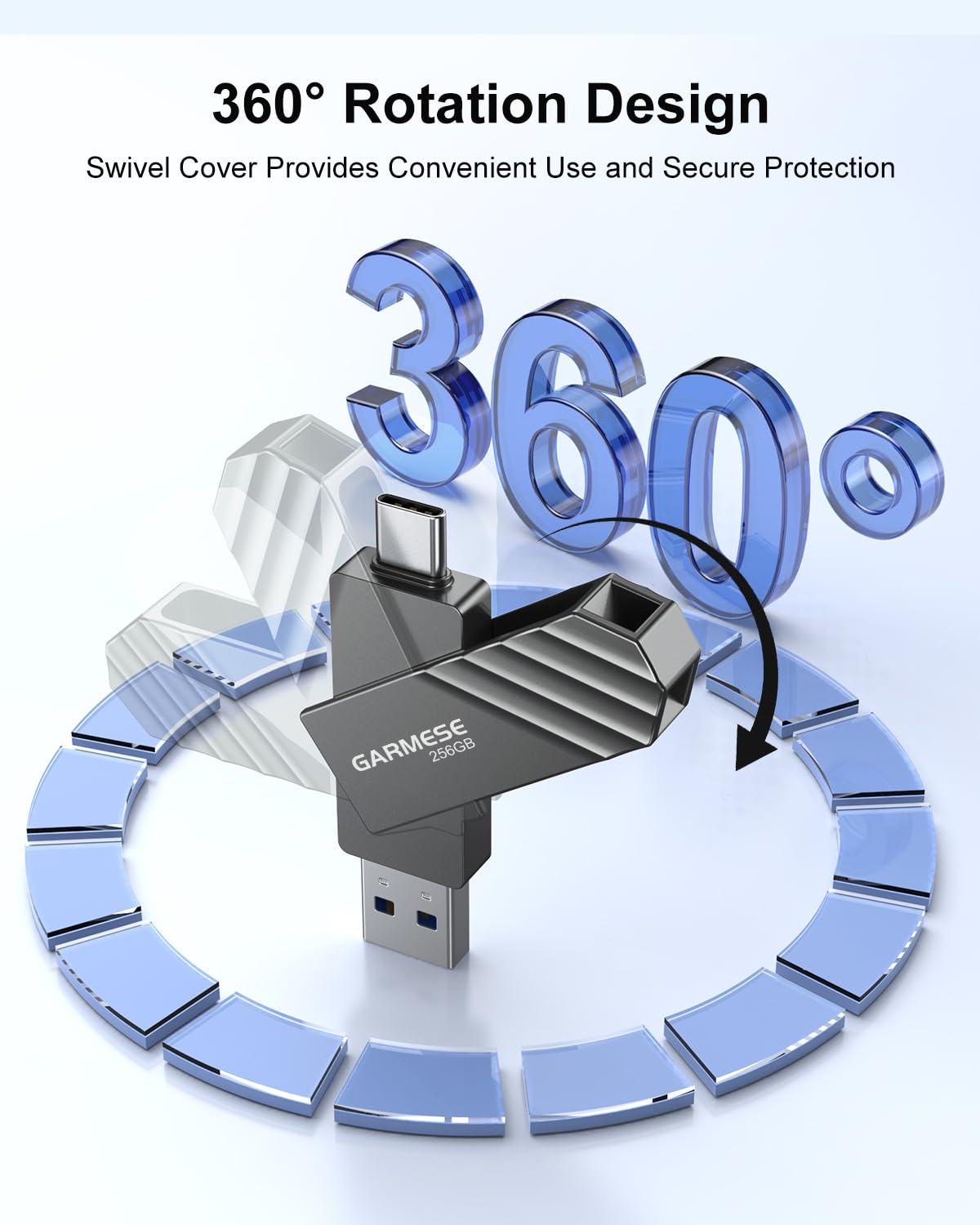 Unidad flash USB C de 256 GB, velocidad de lectura de hasta 150 MB/s USB 3.2 Gen 1, unidad de pulgar de alta velocidad, Plug and Play, memoria de doble puerto compatible con teléfonos