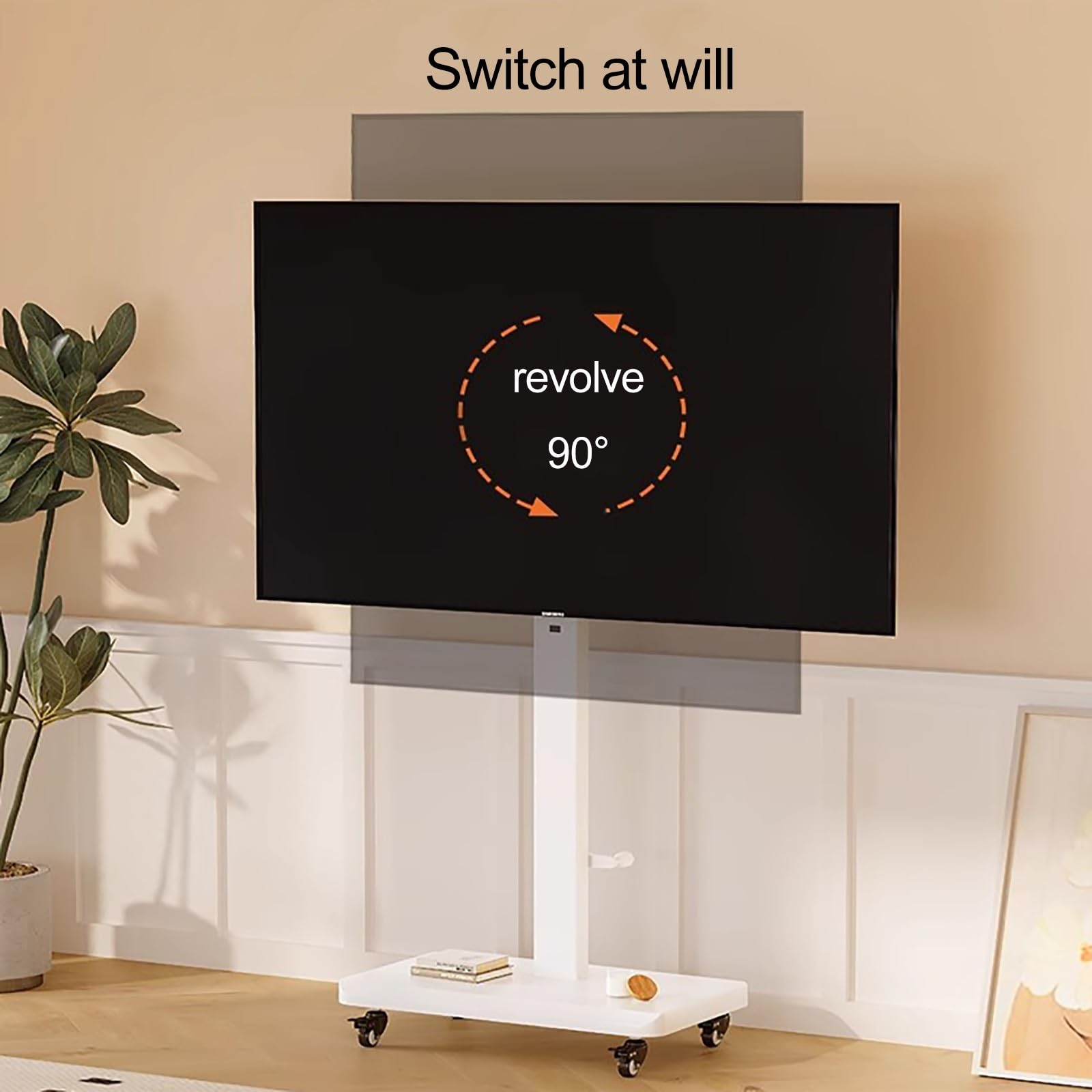 TABOJS Soporte para TV de Altura Ajustable con Ruedas giratorias para televisores de Pantalla Plana LCD L4K de 3270 Pulgadas, Mueble para TV con Capacidad de Carga de 130 Libras