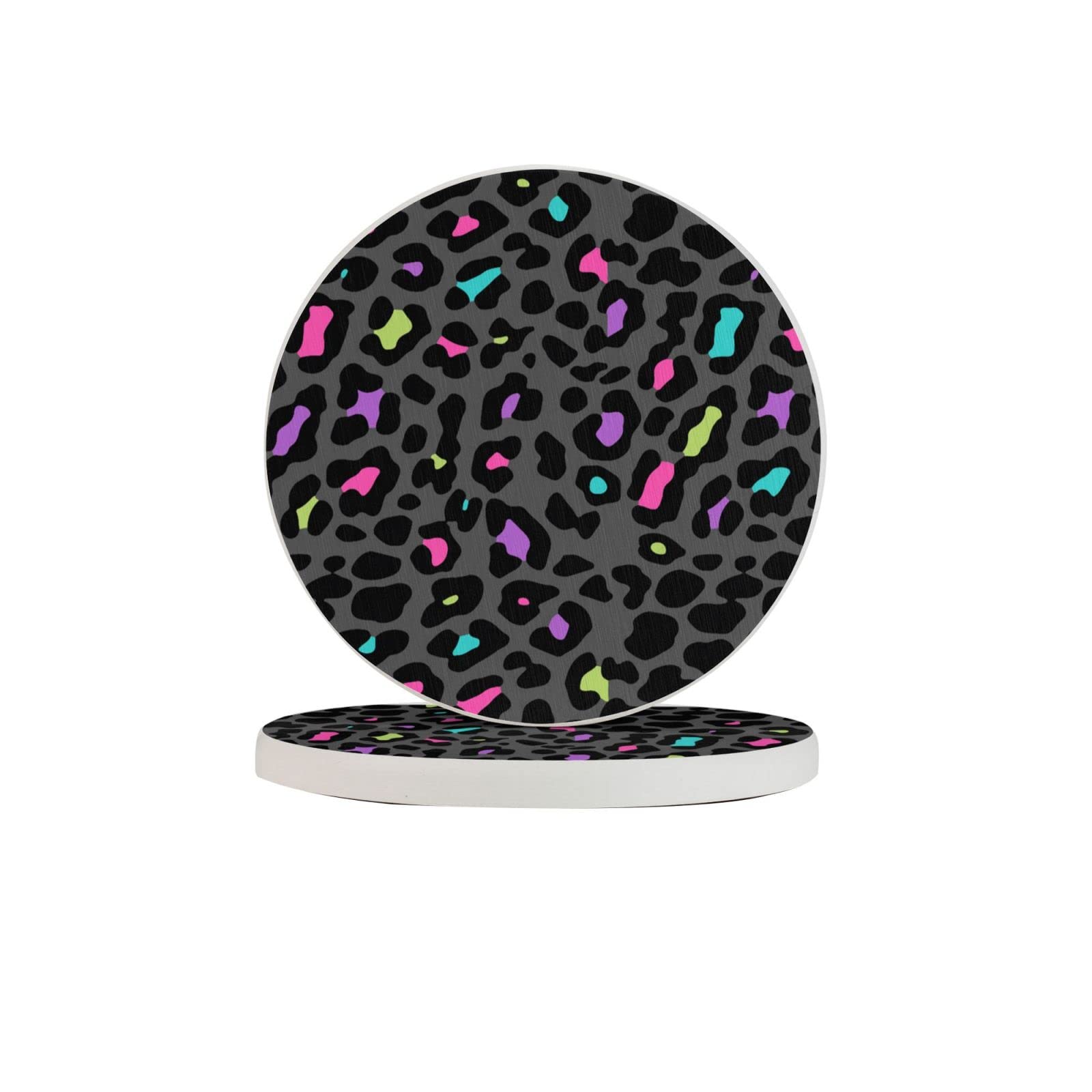 Leopard Print Four Pieces Coaster Heat-Resistant Reusable Saucers for Drinks Wine Glasses Plants Cups Mugs