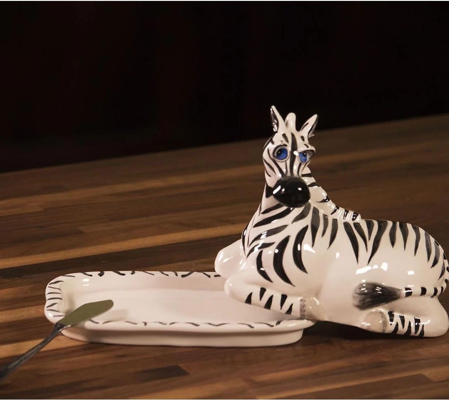 7.5" x 4.75" x 5.75" Zebra Butter Dish