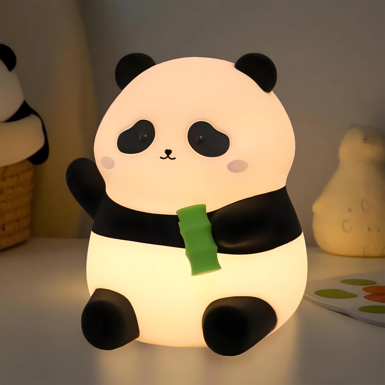 Rytinazzz Panda Lampe Nachtlicht Kinder, Panda Geschenk mit Sanftem Licht & 50 Std Laufzeit, Dimmbar USB-Aufladbar für Kinderzimmer, [Women Gifts]