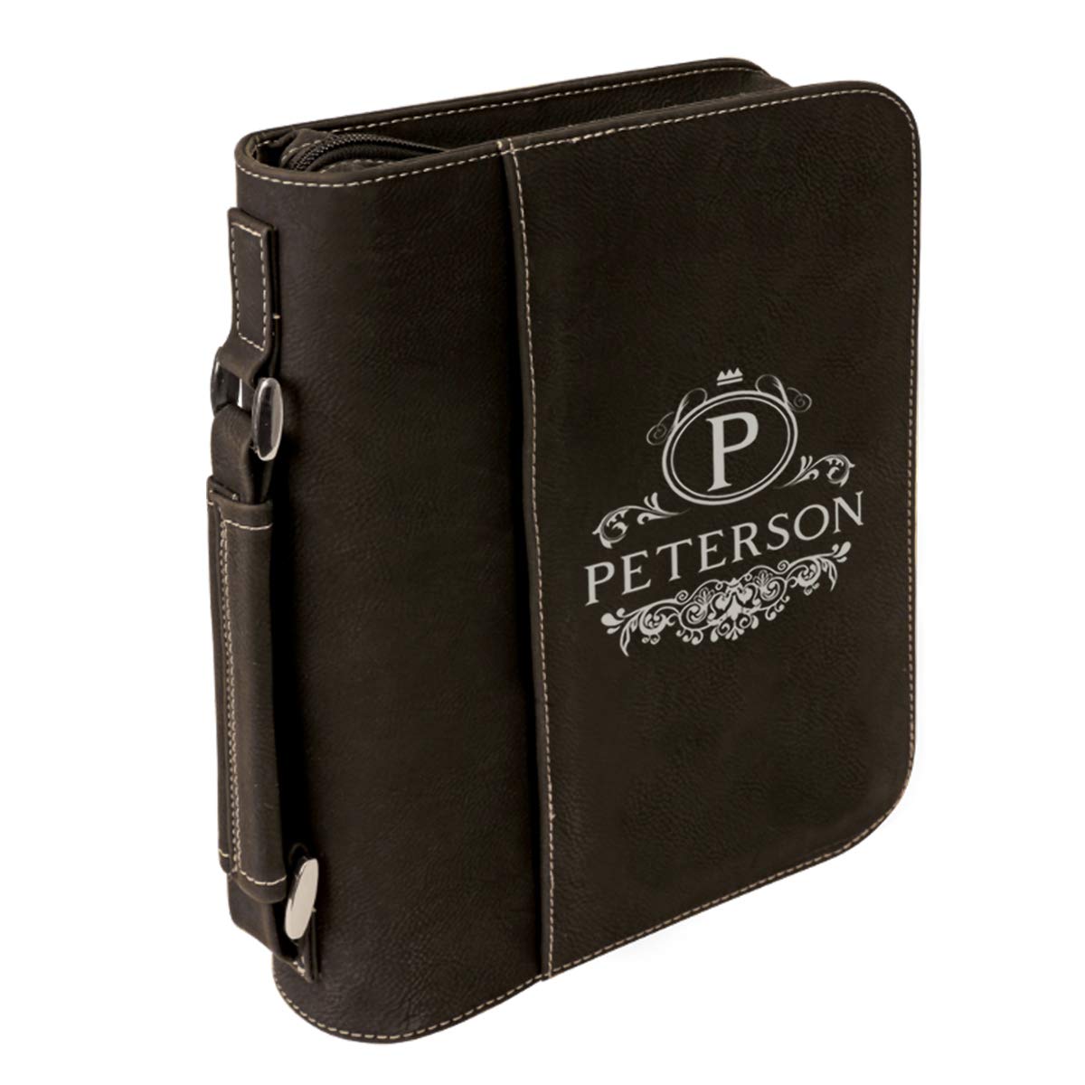 Personalized Large Leatherette Book/Bible Cover with Handle and Zipper | Custom Book/Bible Cover | P