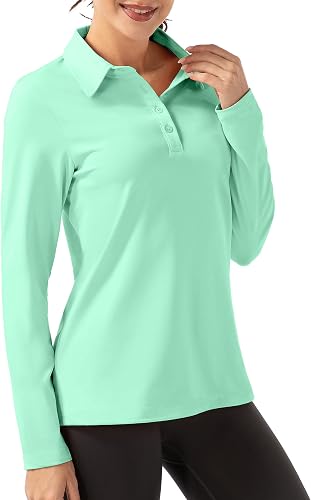 FKEEP Women Long Sleeve Polo Shirt Golf Sport Top Athletic Sportswear Tennis Act