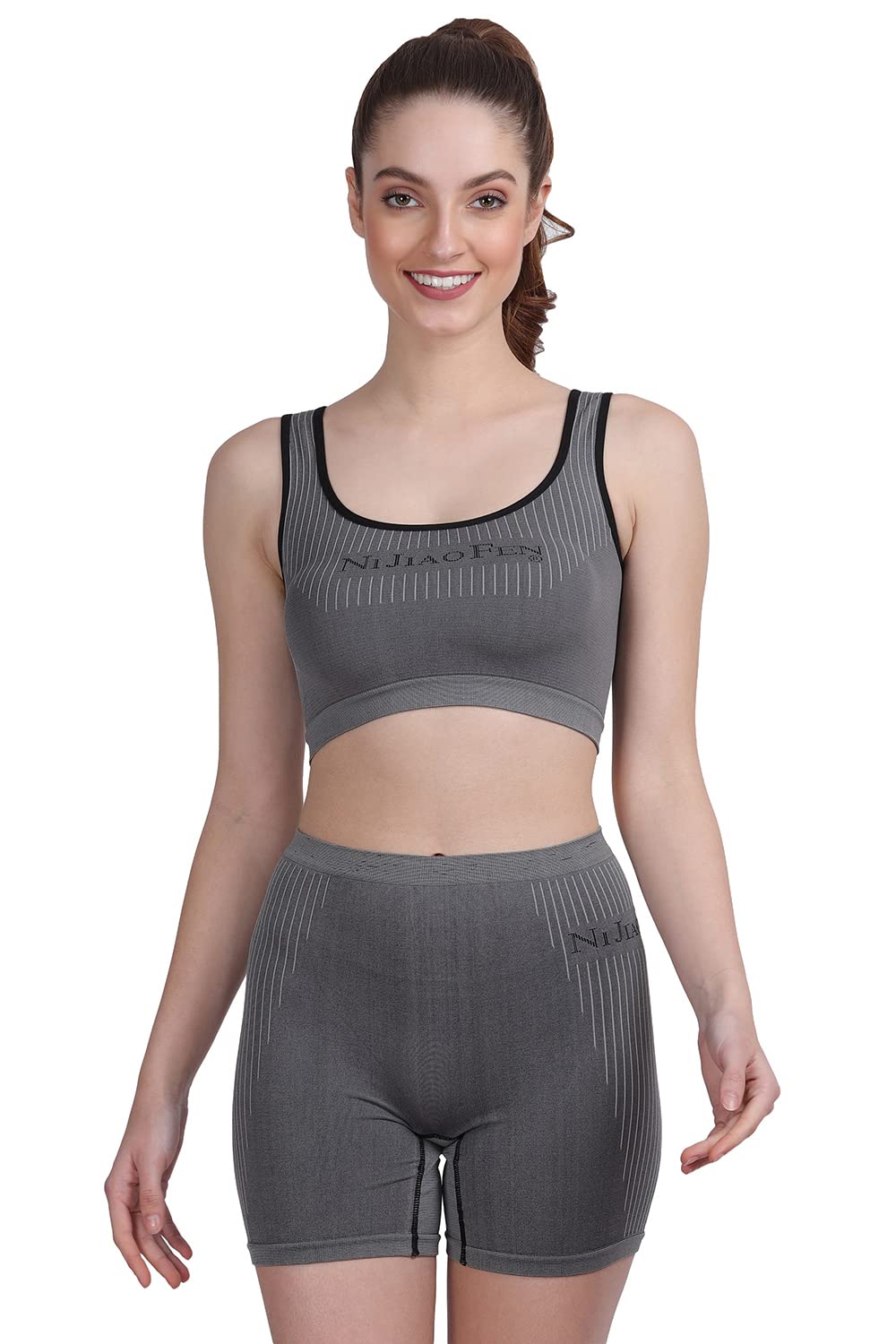 Women Non-Padded Sports Bra & Boyshort Panty Set (PB1001)-image-43