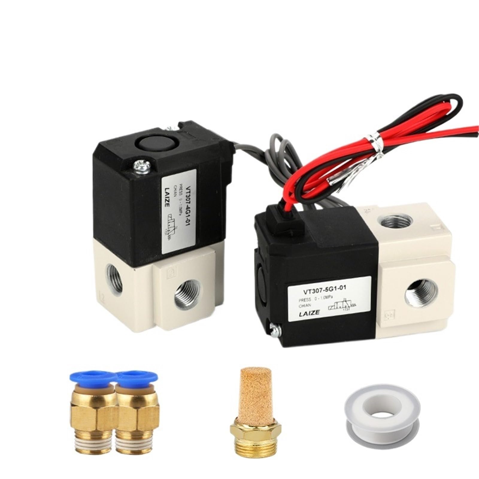 3/2-Wege-Pneumatik-Vakuum-Magnetventil, vorgesteuert, Frequenz, direktwirkend, 2 Positionen, 3 Wege, 220 V, 24 V, 12 V, VT307V(With 8mm fitting)