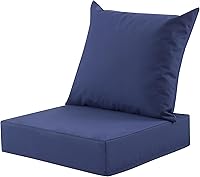 MuaMelop Outdoor Deep Seat Cushion Set 24x24 Inch - Water-Resistant Fade-Resistant Patio Chair Cushions Navy Blue w/ Removable Cover