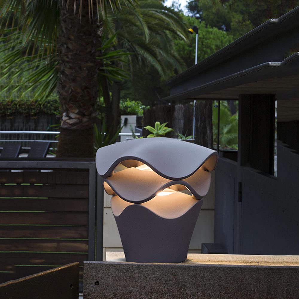 Quevia LED Gartenleuchte Grau, 6W, 6000K, IP44 – Moderne Pollerleuchte Für Terrasse, Weg Oder Rasen