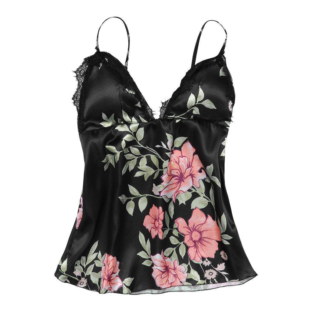Dressin Sexy Sleepwear, Womens Sexy Nightshirts Floral Slip Soft Lace Trim Sling Chemises Nightgown