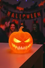 Abóbora Decorativa Halloween - "Jack Lantern" LED (Laranja/Luz Amarela)