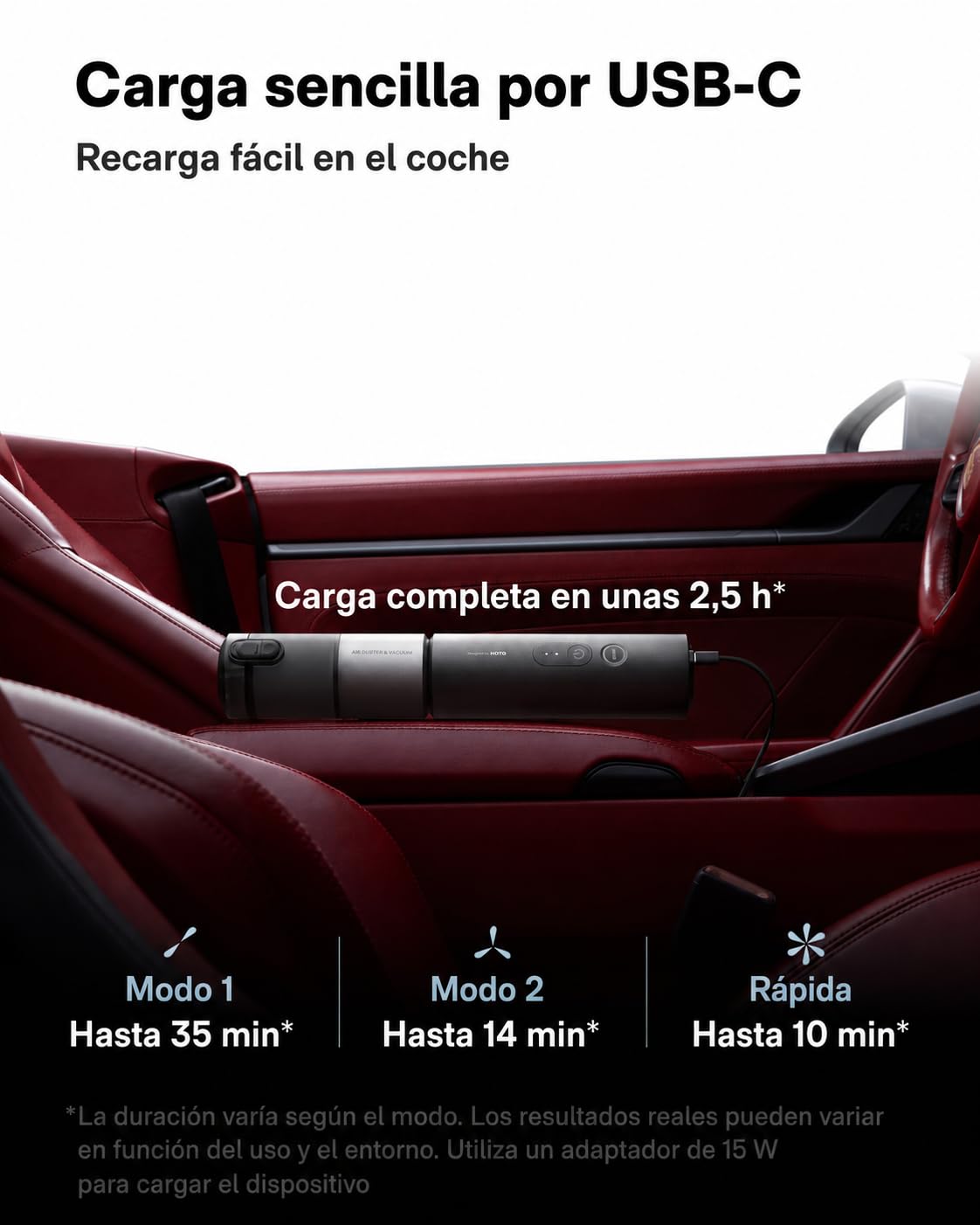 HOTO Aspirador de Mano para Coche, Aspirador Coche Potente de 20.000 Pa | Mini aspiradora sin cable 4 en 1: soplador, inflador, vacío, coche, hogar, oficina, teclados, pelo mascotas