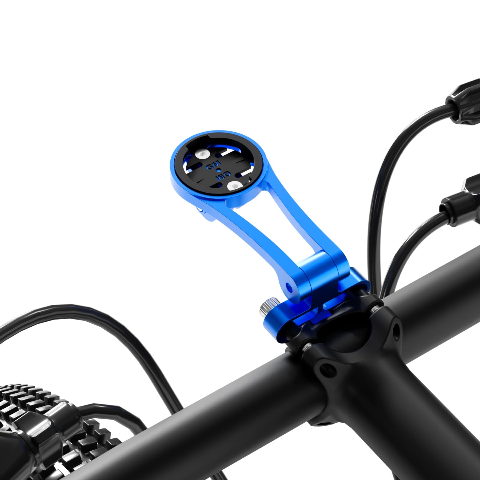 Adjustable 32mm Bike Stem Computer Mount for Garmin Edge Explore, Aluminum Alloy Bike GPS Out Front Mounts, Flashlight and Action Camera Install, Compatible with Bryton, Wahoo, and CATEYE Blue