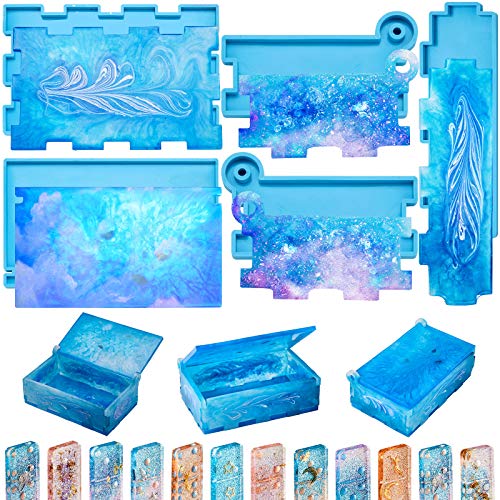 Geiserailie Resin Mold Domino Storage Box Epoxy Mold Silicone Jewelry Storage Case Holder for DIY Jewelry case Home Decoration Creating Your Own Domino Box