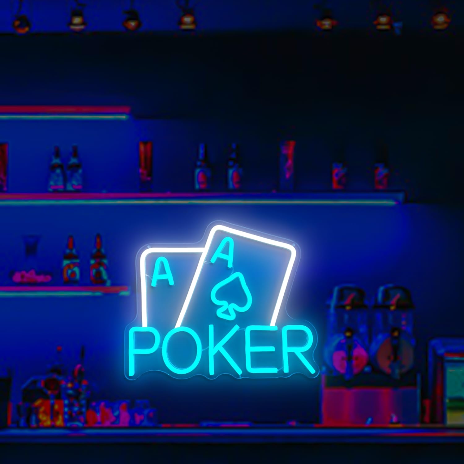 Playing Cards Neon Signs Dimmable Poker Neon Sign for Wall Decor Led Sign  Gamer Neon Light Up Sign forMan Cave Bedroom Casino Bar Hotel Play Room  Birthday Party Decor Shop Hotel -
