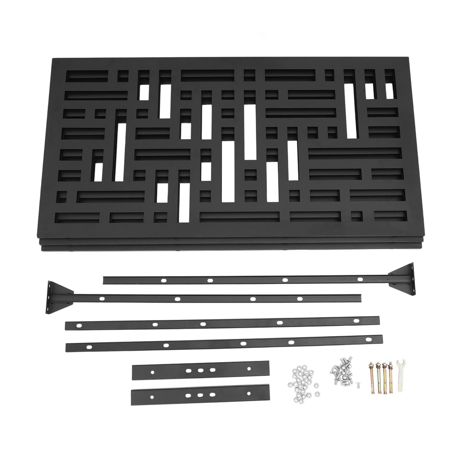 Paravent d'extérieur avec socle - 120 x 190 cm - Brise-vue pour extérieur, balcon, jardin, coin salon - En métal - Noir