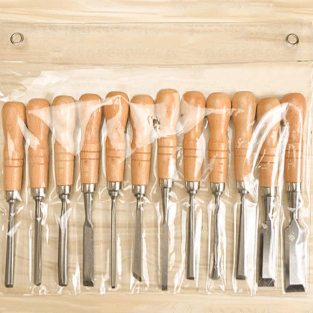 Set di Utensili per scalpelli per Intaglio del Legno, Kit di scalpelli per Principianti, Artigianato Fai da Te per Intaglio del Legno per Incisione su Intaglio del Legno (12 Pezzi)