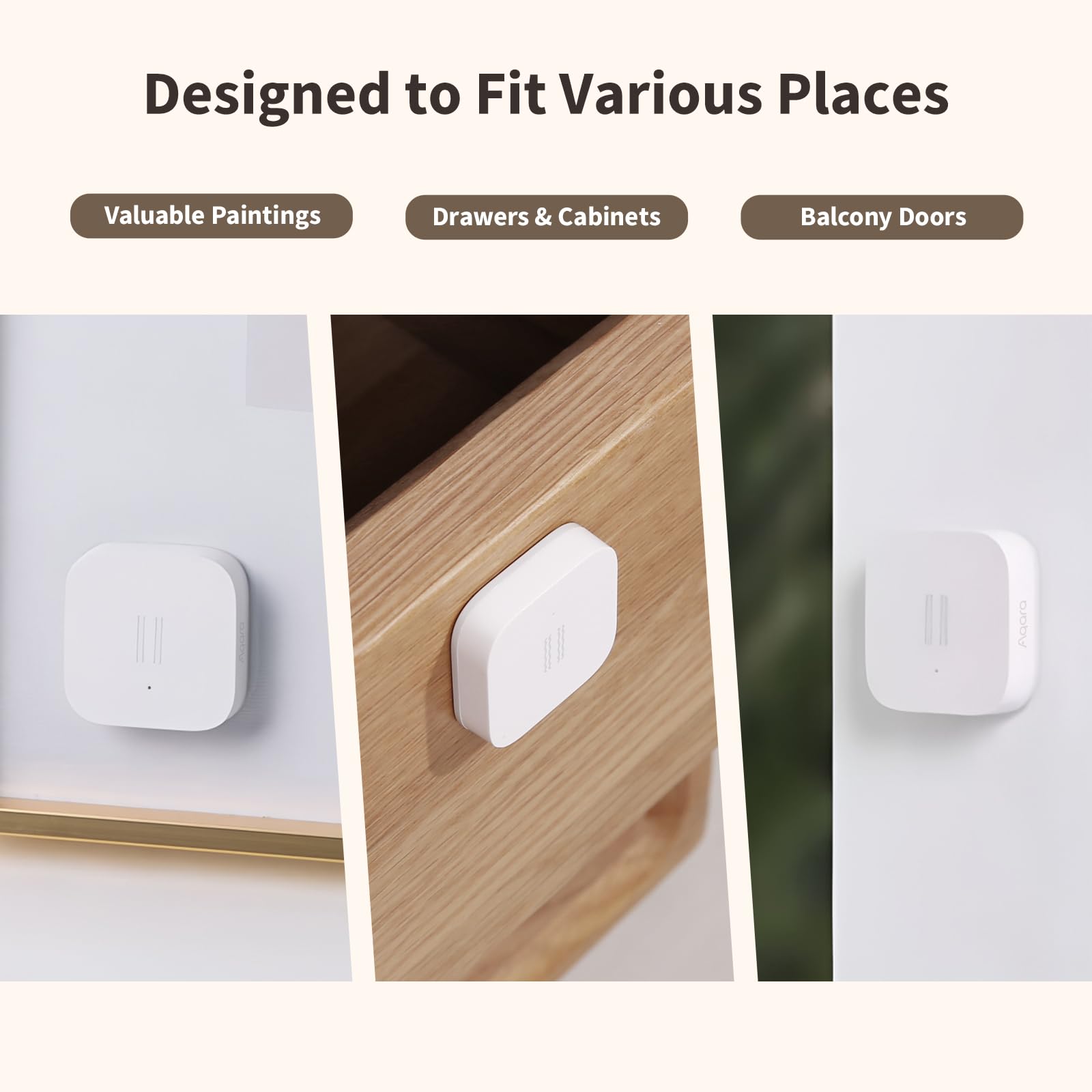 Aqara Capteur de vibration T1, automatisation à triple pulsation, trois réglages de sensibilité, Zigbee 3.0, alertes instantanées, blanc