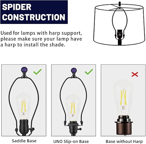 Miniatura 6 de Juego de 2 pantallas de lámpara extraíbles y lavables de tela para lámparas de mesa, lámparas de pie, pantalla mediana de araña 7.1 pulgadas