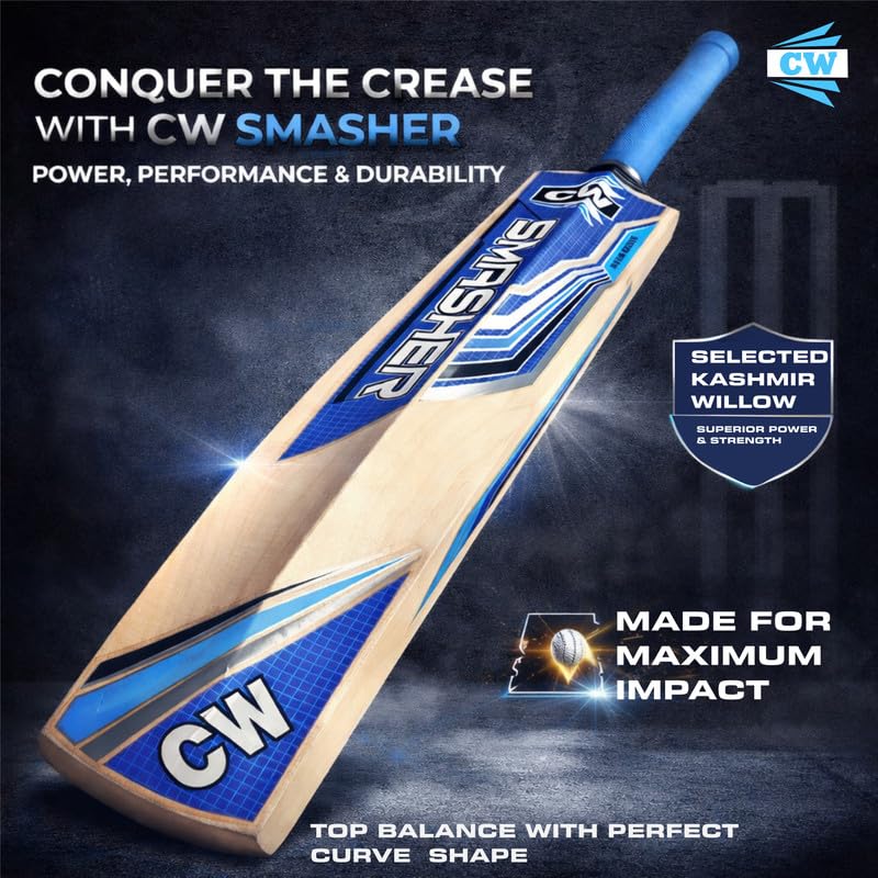 Image of CW Thunder Pro Cricket Kit for All Age Group Small Boys Cricket Set - Adult Kashmir Willow Bat Kit Full Size Men Junior - Youth Size Sports Cricket Equipment Kit for Boys Full Kit 5 for 10-11 Yr