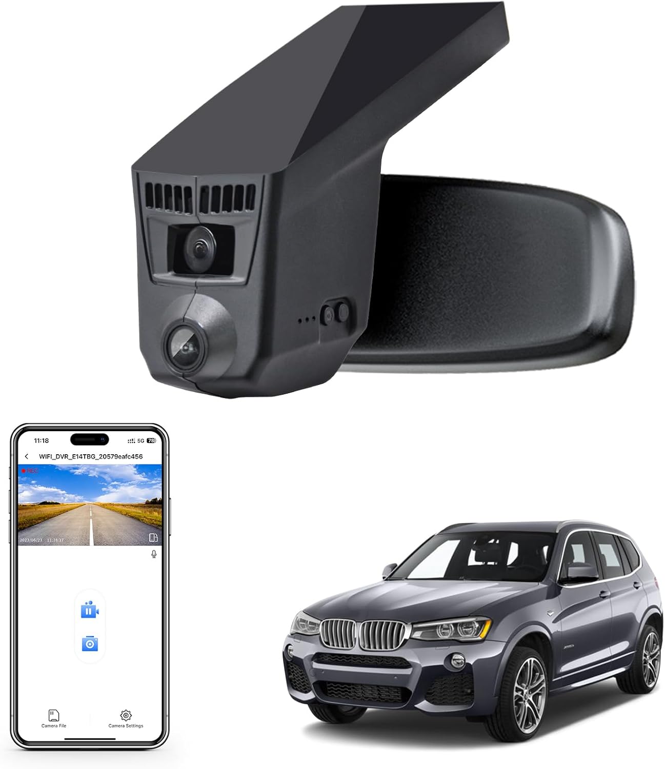 4K Dash Cam Custom for BMW X3 Gen4 G45 2025, 30 xDrive M50 xDrive, OEM Style, 2160P UHD Video, WiFi & APP, 64GB Card