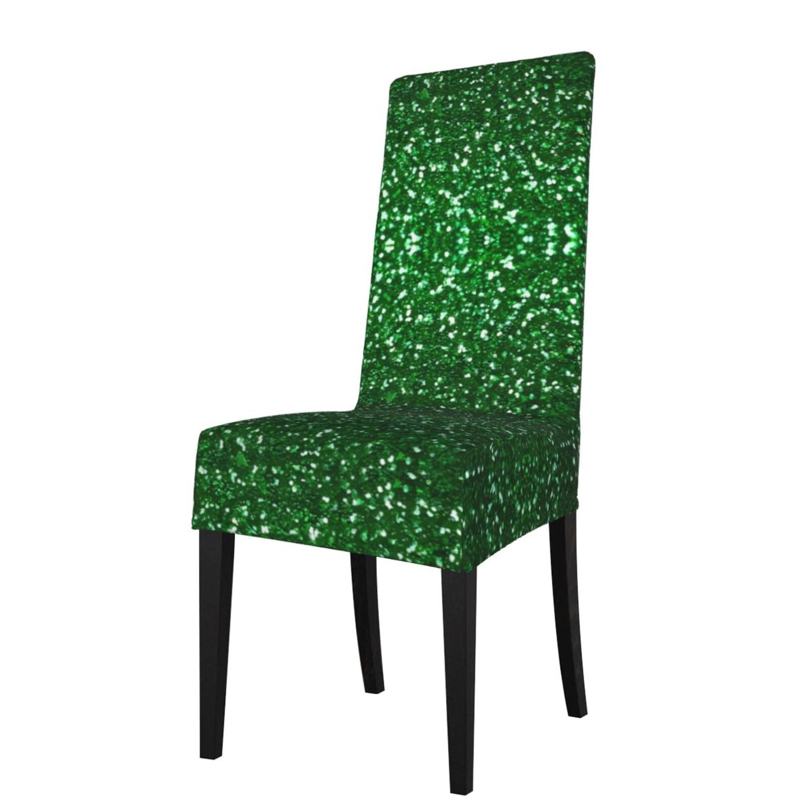 YYHHAOFA Green Sequin Sparkle Prints Protection Cover for Dining Chair - Stretch Slipcovers, Easy Refresh for Your Dining Room & Event Decor