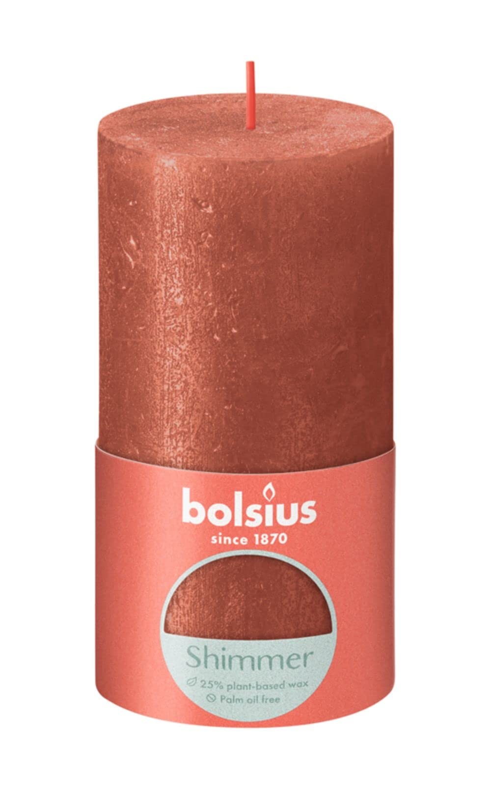 BOLSIUS Amber Rustic Shimmer Metallic Pillar Candle 13cm x 7cm