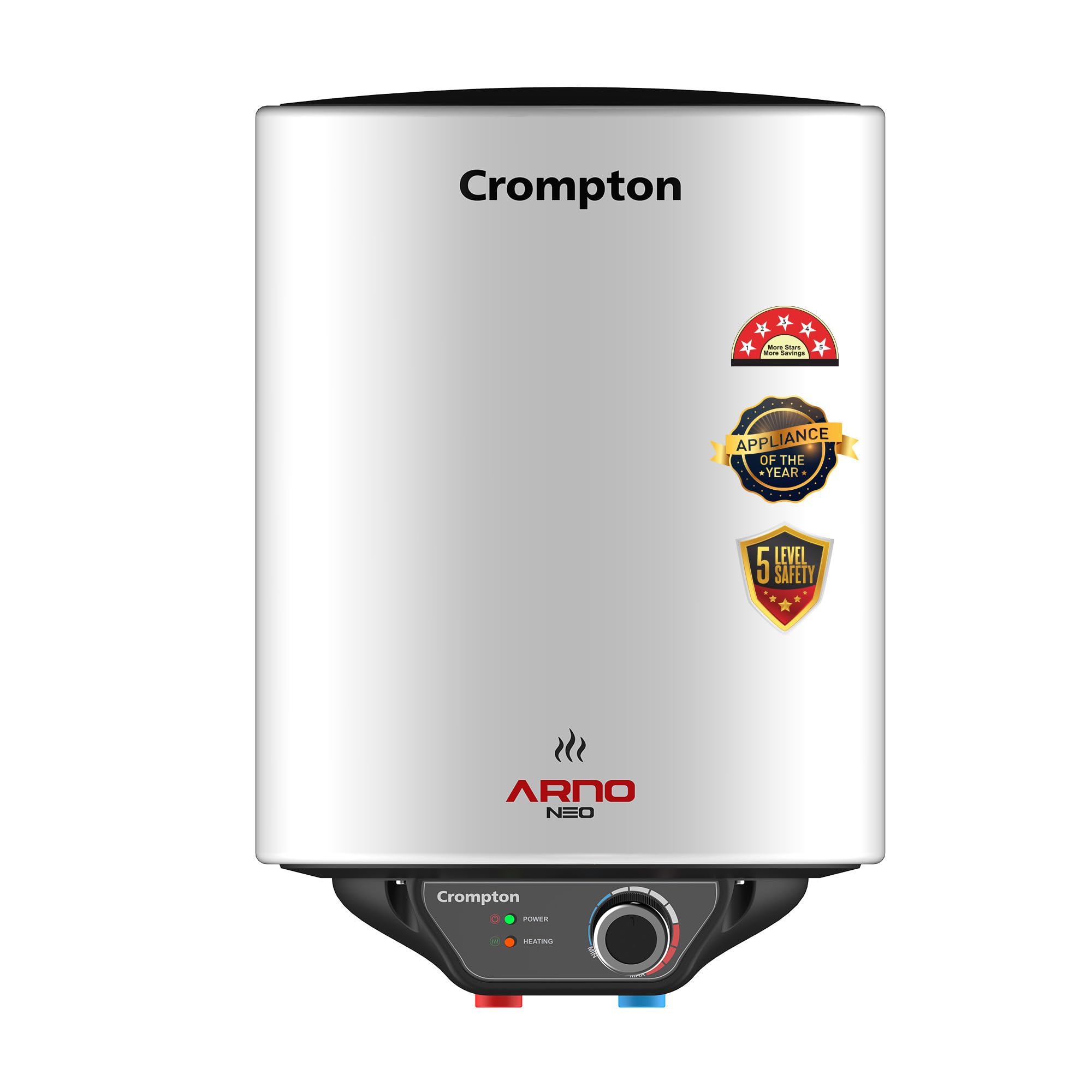 Crompton Arno Neo 10-L 5 Star Rated Storage Water Heater with Advanced 3 Level Safety (White)