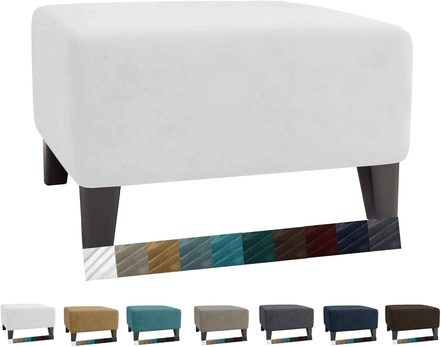 MAXIJIN Velvet Ottoman Slipcover Stretch Square Rectangle